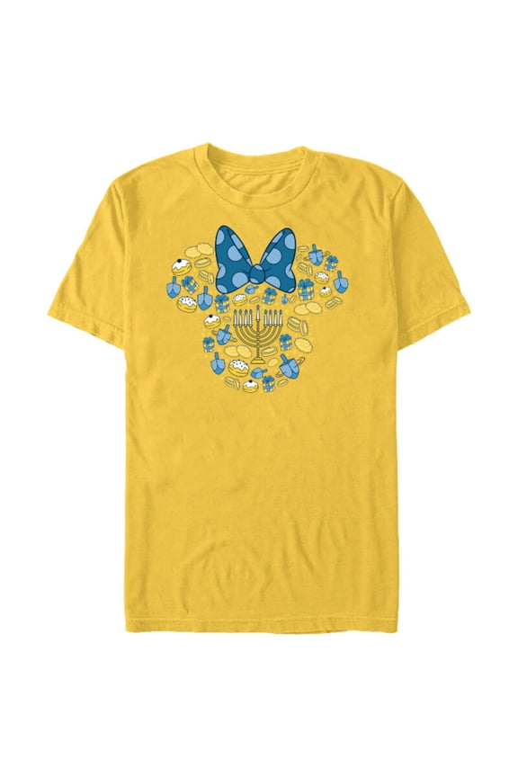 Disney Minnie Mouse Icon Hanukkah Chanukah Dreidel Menorah - Short Sleeve Blended T-Shirt for Adults – Customized-Yellow