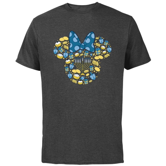 Disney Minnie Mouse Icon Hanukkah Chanukah Dreidel Menorah - Short Sleeve Cotton T-Shirt for Adults - Customized-Charcoal
