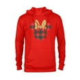 thumbnail image 1 of Disney Minnie Mouse Icon Holiday Plaid & Gold Bow - Pullover Hoodie for Adults - Customized-Red, 1 of 5
