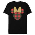 thumbnail image 1 of Disney Minnie Mouse Icon Holiday Plaid & Gold Bow - Short Sleeve Blended T-Shirt for Adults - Customized-Black, 1 of 5