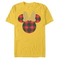 thumbnail image 1 of Disney Minnie Mouse Icon Holiday Plaid & Gold Bow - Short Sleeve Blended T-Shirt for Adults - Customized-Yellow, 1 of 5