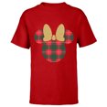 thumbnail image 1 of Disney Minnie Mouse Icon Holiday Plaid & Gold Bow - Short Sleeve T-Shirt for Kids - Customized-Red, 1 of 5
