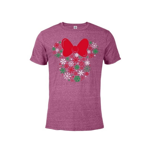 Disney Minnie Mouse Icon Holiday Snowflakes - Short Sleeve Blended T-Shirt for Adults -Customized-Berry Snow Heather