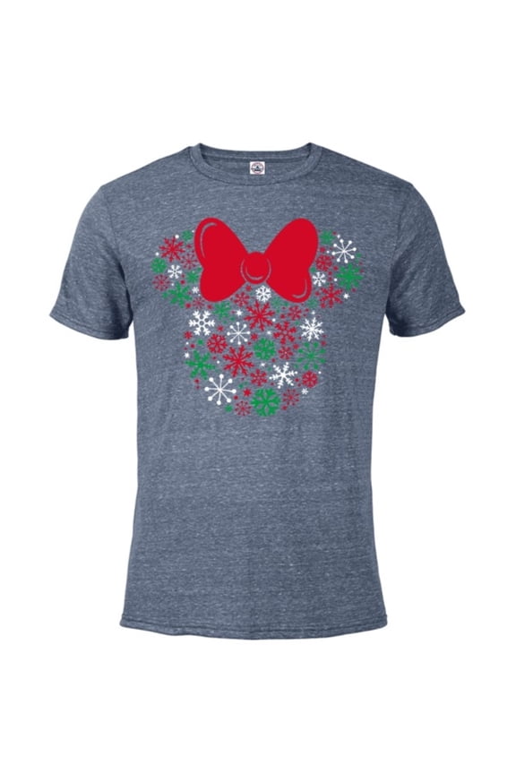 Minnie Mouse Icon Holiday Snowflakes - Short Sleeve Blended T-Shirt for Adults -Customized-Denim Snow Heather