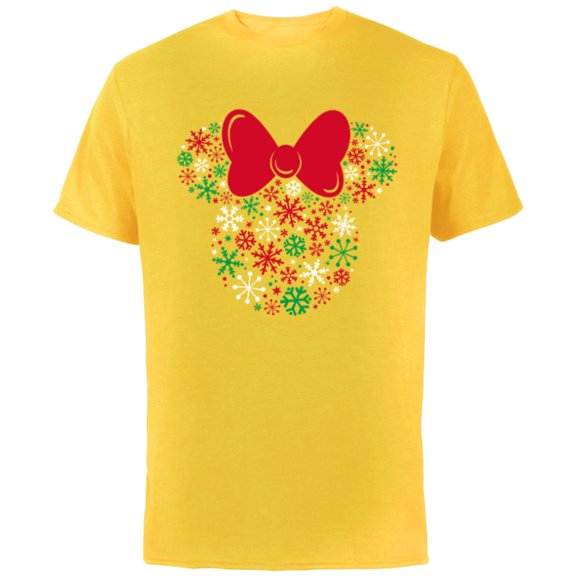 Disney Minnie Mouse Icon Holiday Snowflakes - Short Sleeve Cotton T-Shirt for Adults -Customized-Yellow