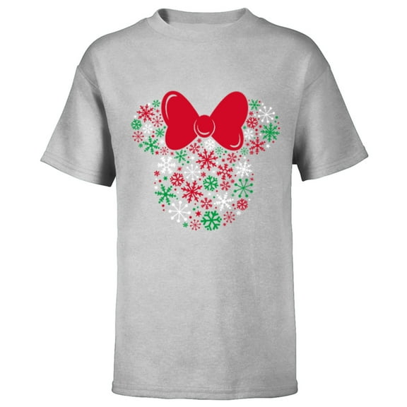 Disney Minnie Mouse Icon Holiday Snowflakes - Short Sleeve T-Shirt for Kids -Customized-Athletic Heather