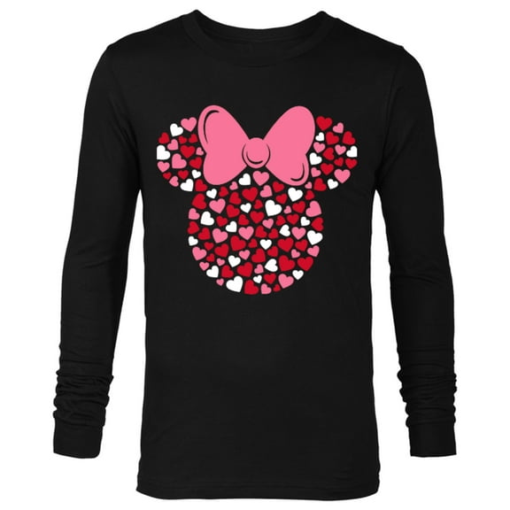 Disney Minnie Mouse Icon Pink Hearts Valentine's Day - Long Sleeve T-Shirt for Men -Customized-Black