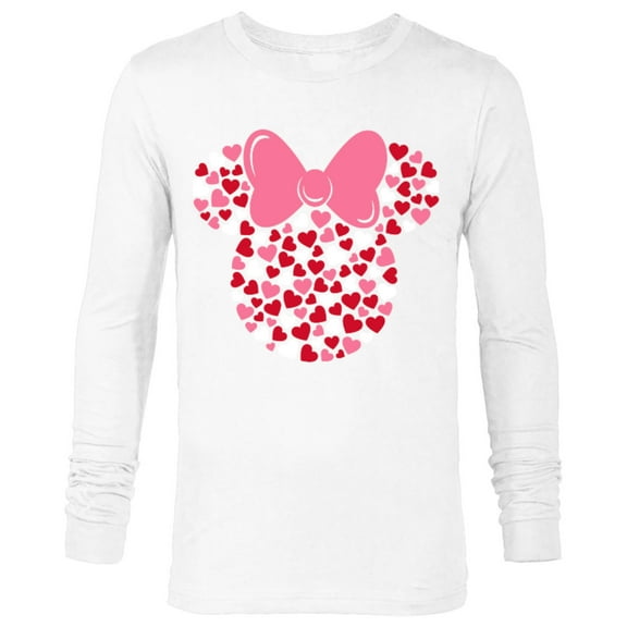 Disney Minnie Mouse Icon Pink Hearts Valentine's Day - Long Sleeve T-Shirt for Men -Customized-White