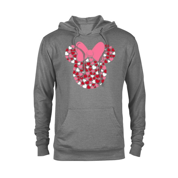 Disney Minnie Mouse Icon Pink Hearts Valentine's Day  - Pullover Hoodie for Adults- Customized-Graphite Heather