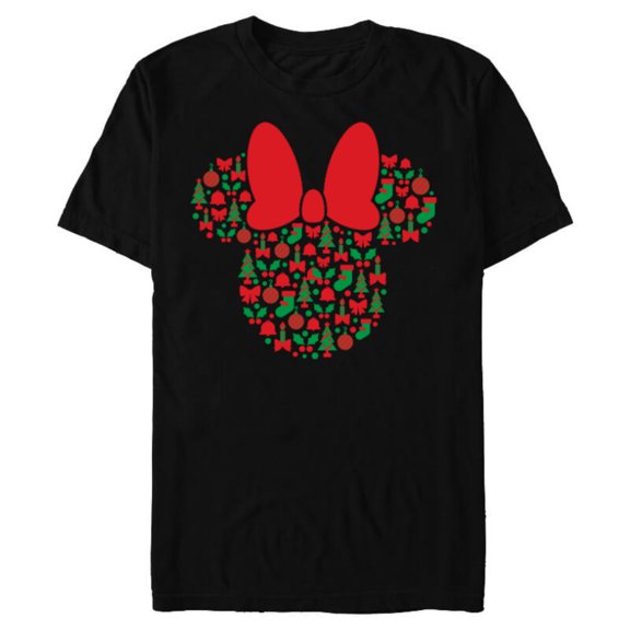 Disney Minnie Mouse Icon Red and Green Holiday - Short Sleeve Blended T-Shirt for Adults - Customized-Black