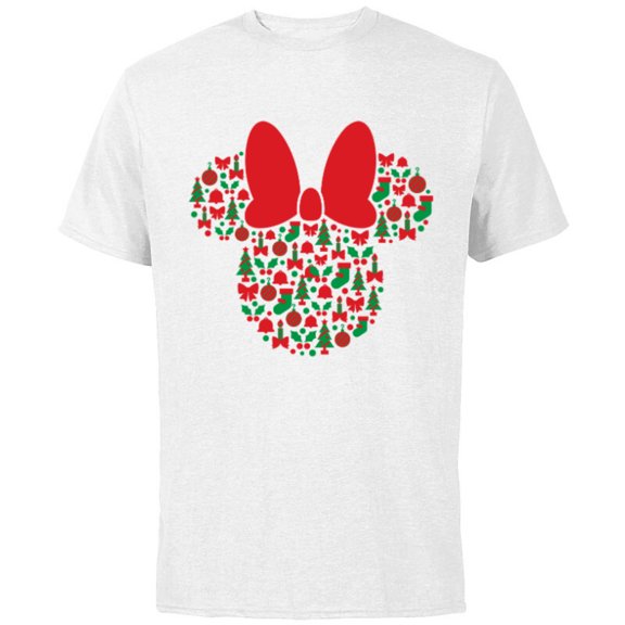 Disney Minnie Mouse Icon Red and Green Holiday - Short Sleeve Cotton T-Shirt for Adults - Customized-White