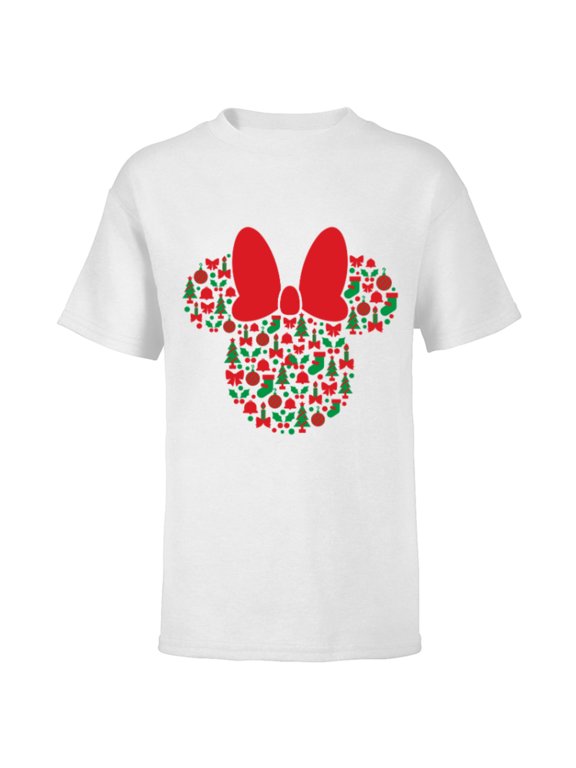Minnie Mouse Icon Red and Green Holiday - Short Sleeve T-Shirt for Kids - Customized-White