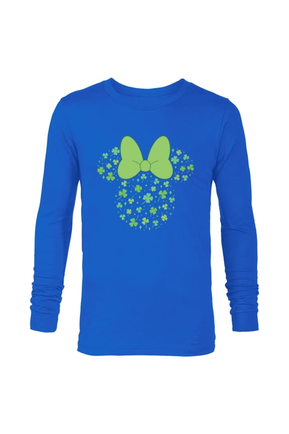 Minnie Mouse Icon Shamrock Clovers St Patrick’s Day - Long Sleeve T-Shirt for Men - Customized-Navy