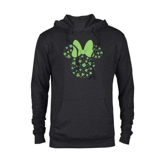 Disney Minnie Mouse Icon Shamrock Clovers St Patrick’s Day - Pullover Hoodie for Adults - Customized-Black