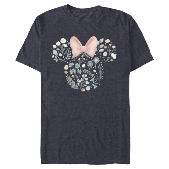 Disney Minnie Mouse Icon Spring Flowers - Short Sleeve Blended T-Shirt for Adults - Customized-Navy Heather