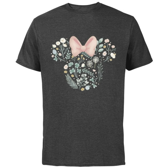 Disney Minnie Mouse Icon Spring Flowers - Short Sleeve Cotton T-Shirt for Adults - Customized-Charcoal