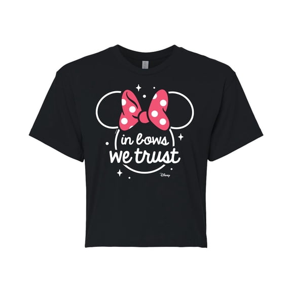 Disney - Minnie Mouse - In Bows We Trust - Juniors Cropped Cotton Blend T-Shirt