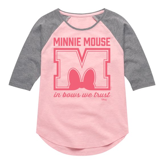 Disney - Minnie Mouse - In Bows We Trust - Toddler & Youth Girls Raglan Graphic T-Shirt
