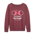 thumbnail image 1 of Disney - Minnie Mouse Lightweight French Terry Wide Neck Long Sleeve Graphic Shirt, 1 of 4