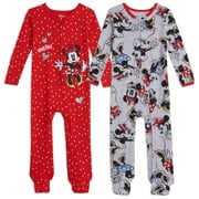 Disney Minnie Mouse Infant Baby Girls 2 Pack Sleep N' Play Coveralls Gray/Red 12 Months