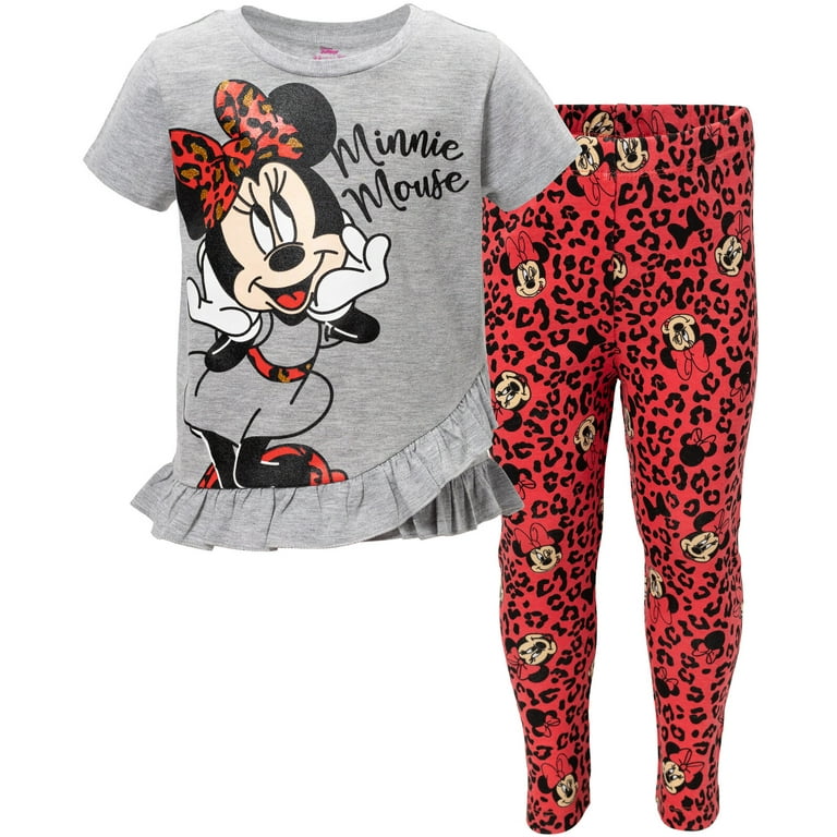 Disney Minnie Mouse Infant Baby Girls Crossover T-Shirt and Leggings Outfit  Set Infant to Little Kid 