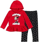 Disney Minnie Mouse Infant Baby Girls Fleece Hoodie and Leggings Outfit Set Infant to Little Kid