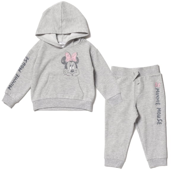Disney Minnie Mouse Infant Baby Girls Fleece Pullover Hoodie and Pants Outfit Set Infant to Toddler