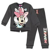 Disney Minnie Mouse Baby Girls' 2-Piece Fleece Sweatshirt and Pants Set Cool Grey Minnie