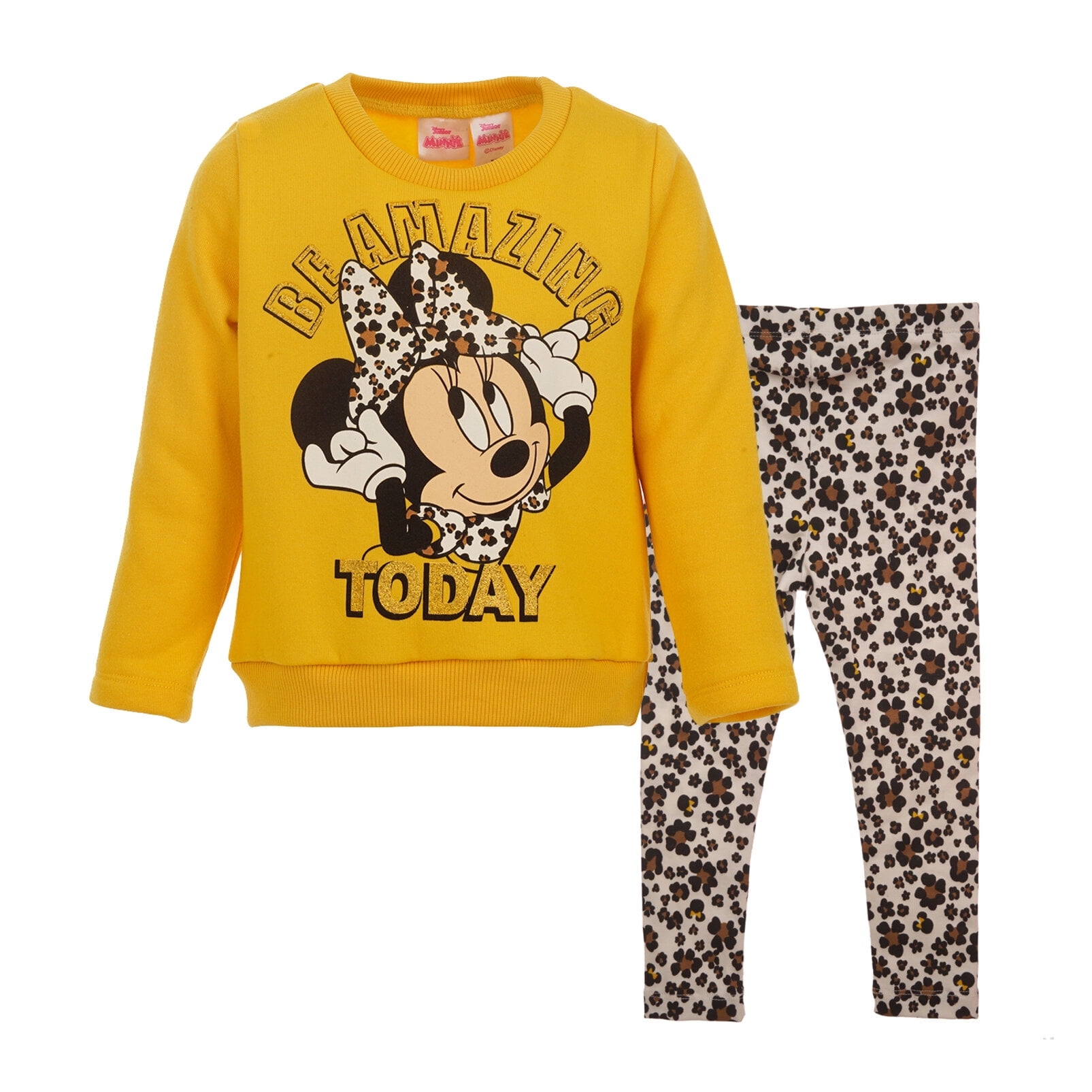 Disney Minnie Mouse Infant Baby Girls Pullover Fleece Sweatshirt and Leggings Outfit Set Infant to Big Kid
