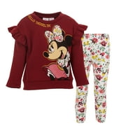 Disney Minnie Mouse Infant Baby Girls Pullover Fleece Sweatshirt and Leggings Outfit Set Infant to Big Kid