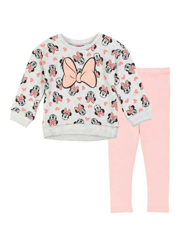 Disney Minnie Mouse Infant Baby Girls Pullover Fleece Sweatshirt and Leggings Outfit Set