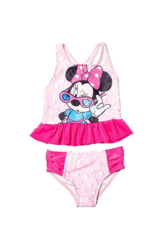 Minnie Mouse Baby Girls' 2-Piece Swimwear Bathing Suit Set Minnie Pink Polka Dot