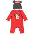 thumbnail image 1 of Disney Minnie Mouse Infant Baby Girls Snap Cosplay Coverall and Hat Newborn to Infant, 1 of 5