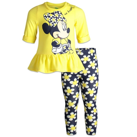 Disney Minnie Mouse Infant Baby Girls T-Shirt and Leggings Outfit Set Infant to Big Kid