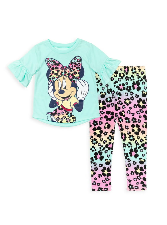 Disney Minnie Mouse Infant Baby Girls T-Shirt and Leggings Outfit Set Infant to Big Kid