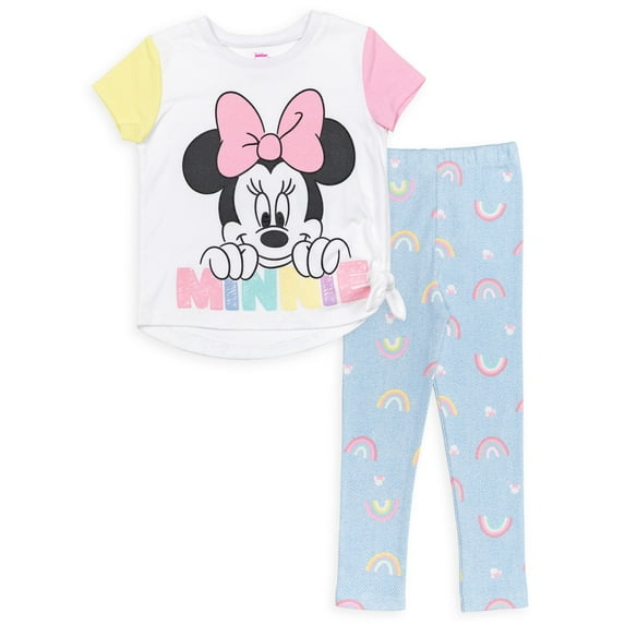 Disney Minnie Mouse Infant Baby Girls T-Shirt and Leggings Outfit Set Infant to Little Kid