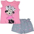 thumbnail image 1 of Disney Minnie Mouse Infant Baby Girls T-Shirt and Shorts Outfit Set Infant to Little Kid, 1 of 5