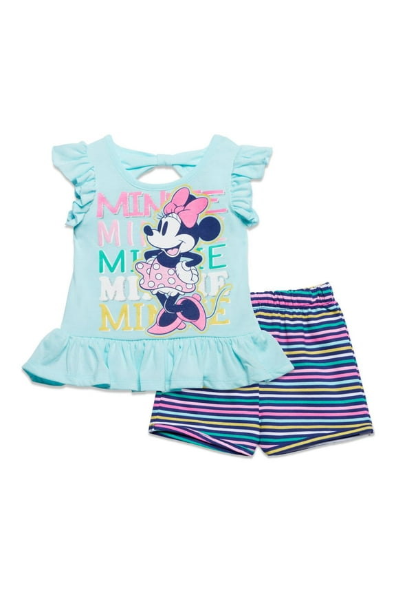 Minnie Mouse Infant Baby Girls Tank Top and Active Retro Dolphin French Terry Shorts Infant to Little Kid