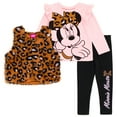 thumbnail image 1 of Disney Minnie Mouse Infant Baby Girls Vest T-Shirt and Leggings 3 Piece Outfit Set Brown / Pink / Black 12 Months, 1 of 5