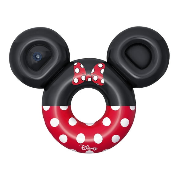 Disney Minnie Mouse Inflatable Swim Tube with Cup Holder & Storage Space, Extra Large 44 Dia.,  6W X 56 H,  220lbs Weight Capacity, Age 12+