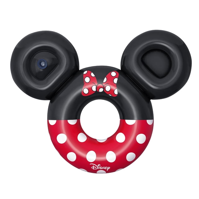 Disney Minnie Mouse Inflatable Swim Tube with Cup Holder & Storage Space, Extra Large 44’’ Dia., 6’W X 56’’ H, 220lbs Weight Capacity, Age 12+