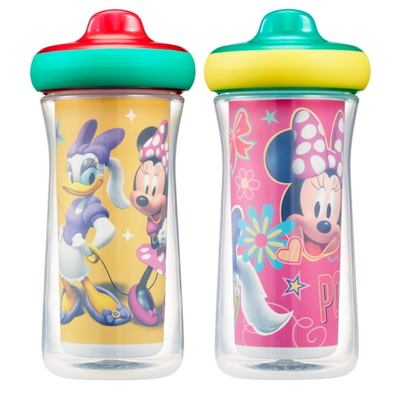 Disney Minnie Mouse Insulated Hard Spout Sippy Cups With One Piece Lid, 9 Oz, 2 Pack
