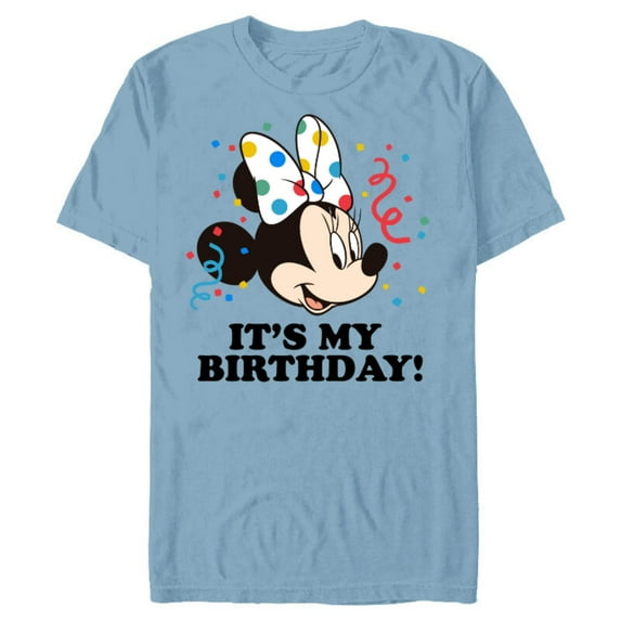 Disney Minnie Mouse "It's My Birthday!" - Short Sleeve Blended T-Shirt for Adults -Customized-Ocean Blue