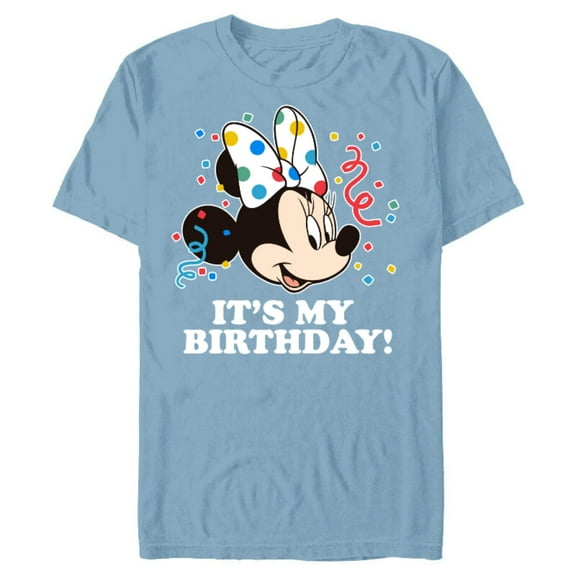 Disney Minnie Mouse It's My Birthday - Short Sleeve Blended T-Shirt for Adults -Customized-Ocean Blue