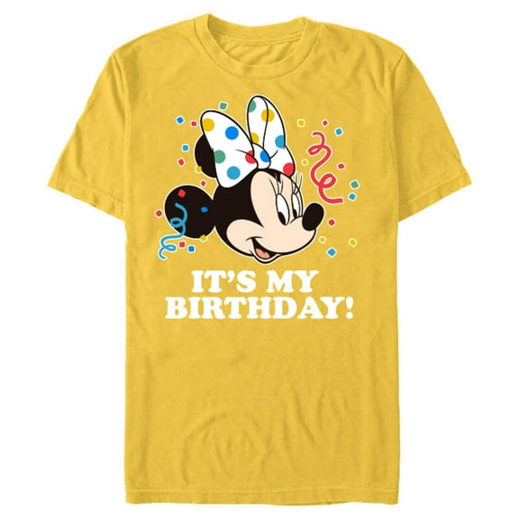 Disney Minnie Mouse It's My Birthday - Short Sleeve Blended T-Shirt for Adults -Customized-Yellow