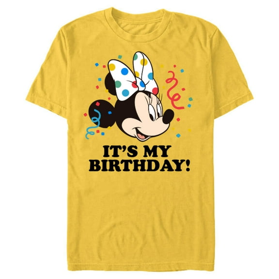 Disney Minnie Mouse "It's My Birthday!" - Short Sleeve Blended T-Shirt for Adults -Customized-Yellow