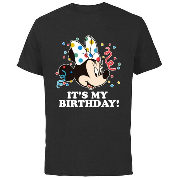 Disney Minnie Mouse It's My Birthday - Short Sleeve Cotton T-Shirt for Adults -Customized-Black