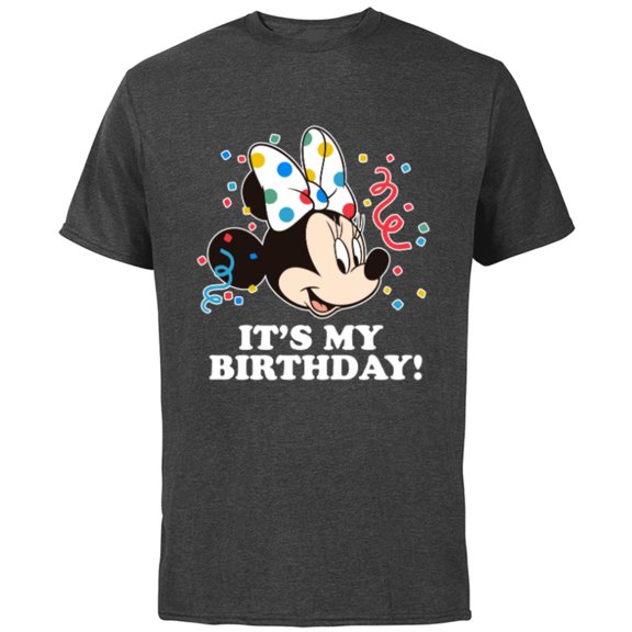 Disney Minnie Mouse It's My Birthday - Short Sleeve Cotton T-Shirt for Adults -Customized-Charcoal