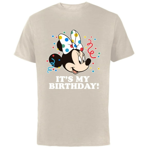Disney Minnie Mouse It's My Birthday - Short Sleeve Cotton T-Shirt for Adults -Customized-Natural