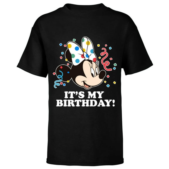 Disney Minnie Mouse It's My Birthday - Short Sleeve T-Shirt for Kids -Customized-Black
